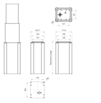3-Stage Adjustable Workstations Telescopic Lifting Column Actuator