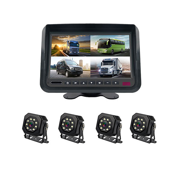 130 Degree Car Reverse Truck Rear View Camera System With Quad View Monitor