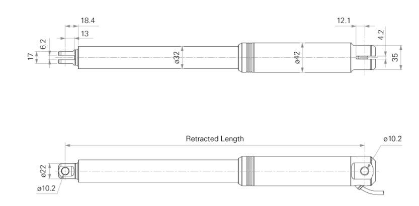 Slim Inline Linear Actuator 3000N (675lb) IP69K Waterproof 24V DC